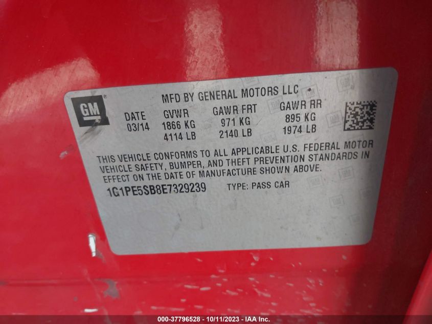 2014 CHEVROLET CRUZE 2LT - 1G1PE5SB8E7329239