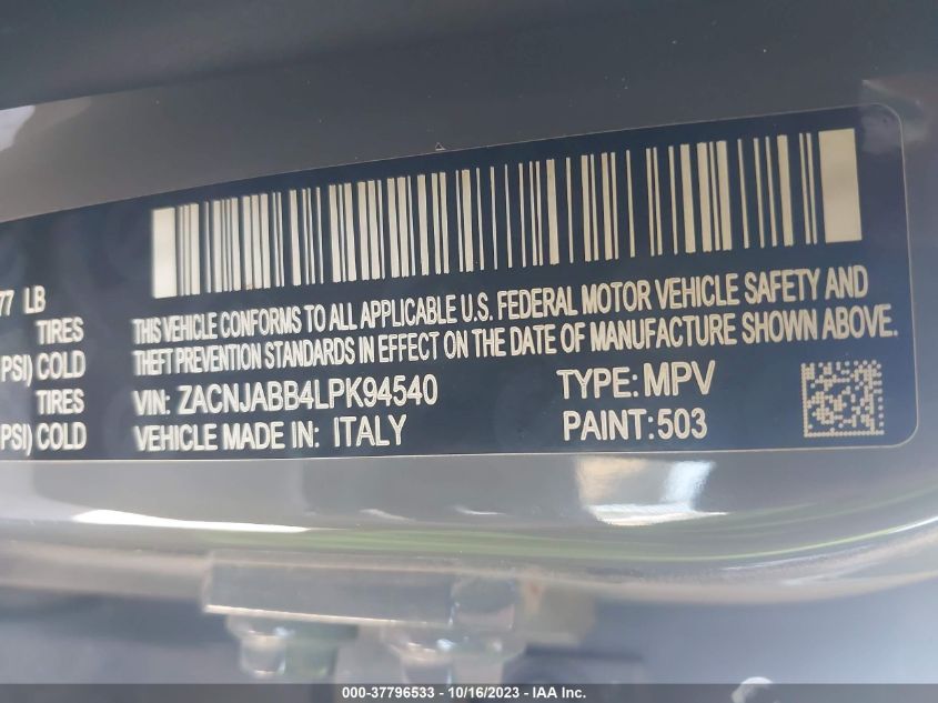 2020 JEEP RENEGADE ALTITUDE - ZACNJABB4LPK94540