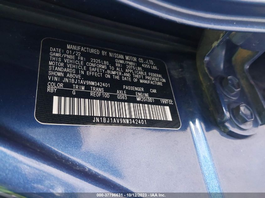 2022 NISSAN ROGUE SPORT S - JN1BJ1AV9NW342401