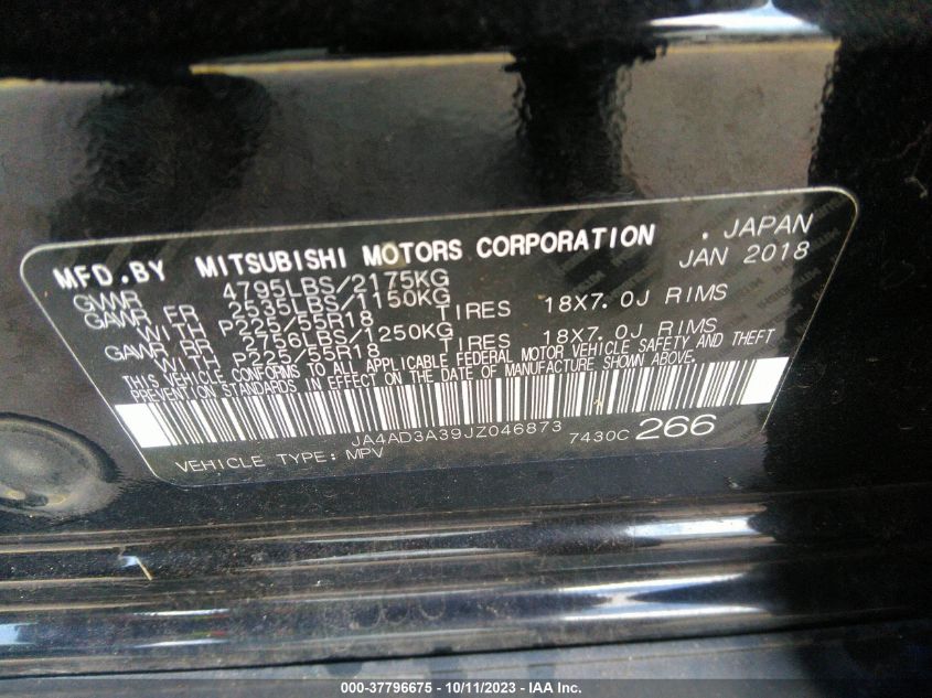 2018 MITSUBISHI OUTLANDER SE/SEL - JA4AD3A39JZ046873