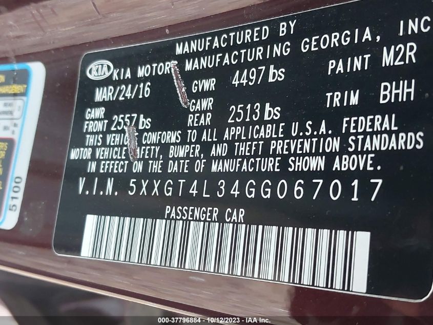 2016 KIA OPTIMA LX - 5XXGT4L34GG067017