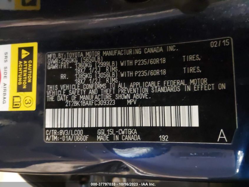 2015 LEXUS RX 350 - 2T2BK1BAXFC309323