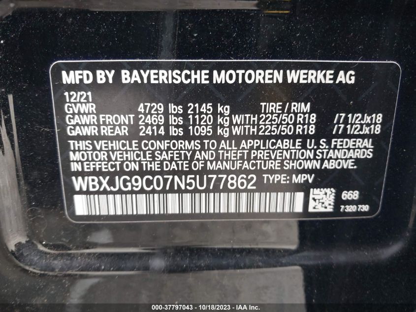 WBXJG9C07N5U77862 BMW X1 XDRIVE28I 9