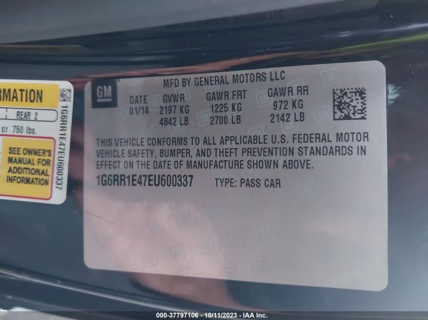 2014 CADILLAC ELR 1G6RR1E47EU600337