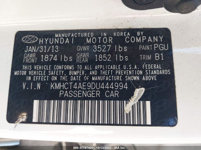 2013 HYUNDAI ACCENT GLS - KMHCT4AE9DU444994