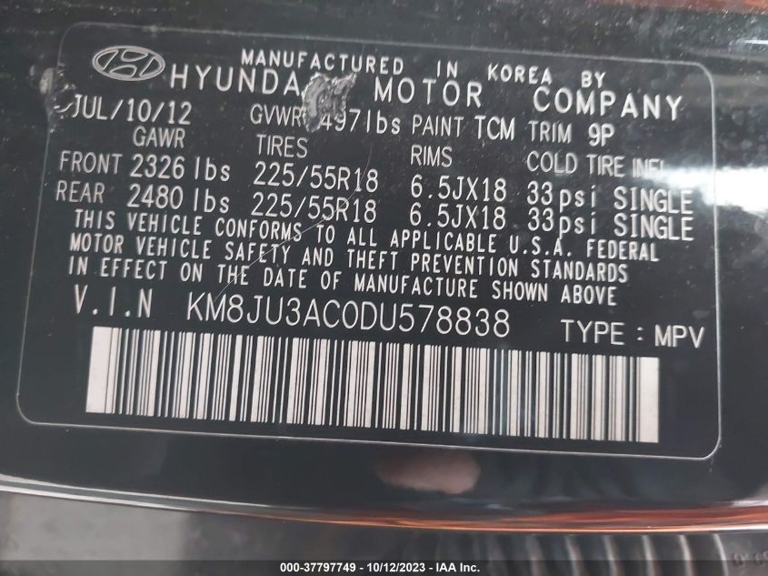 2013 HYUNDAI TUCSON LIMITED - KM8JU3AC0DU578838