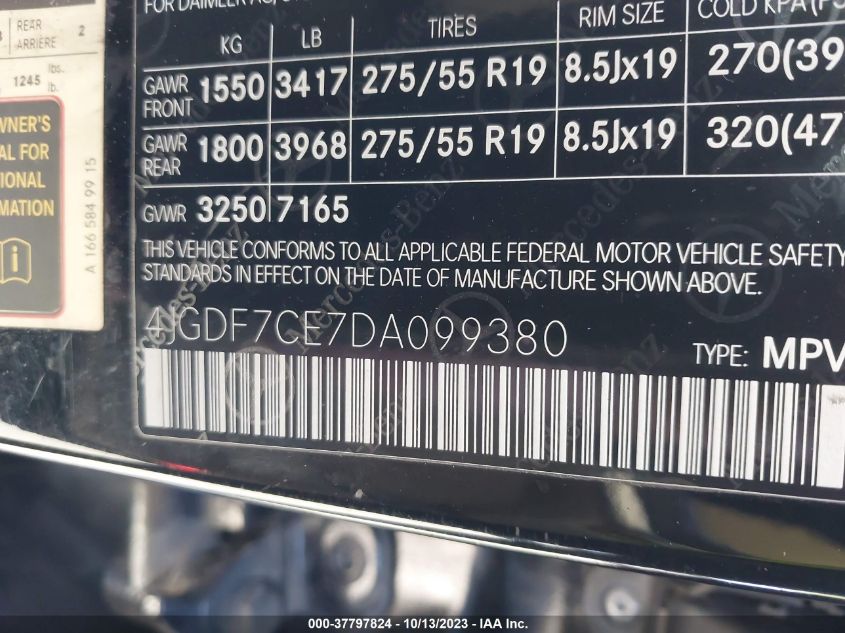 2013 MERCEDES-BENZ GL-CLASS GL 450 - 4JGDF7CE7DA099380