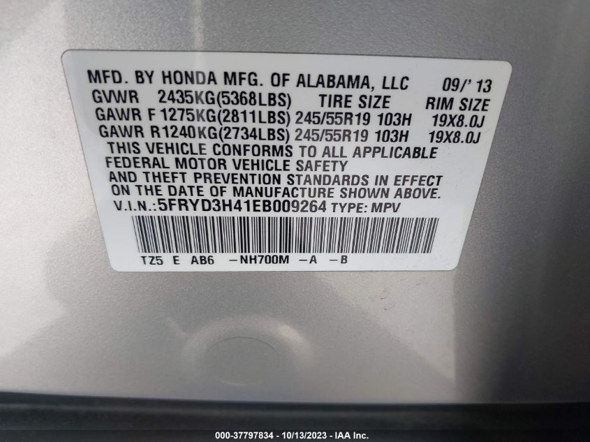 2014 ACURA MDX TECH PKG - 5FRYD3H41EB009264