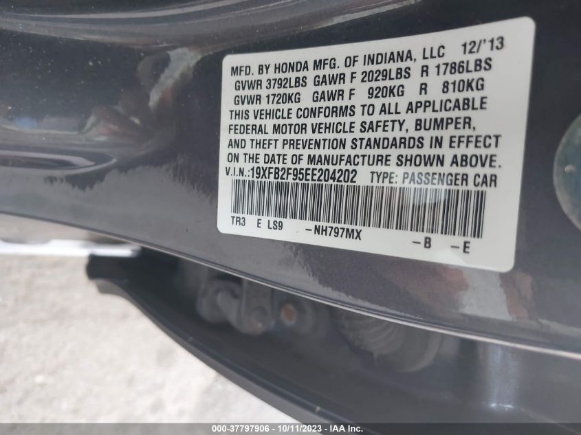 2014 HONDA CIVIC SEDAN EX-L - 19XFB2F95EE204202