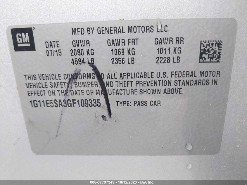 2016 CHEVROLET MALIBU LIMITED LTZ - 1G11E5SA3GF109335