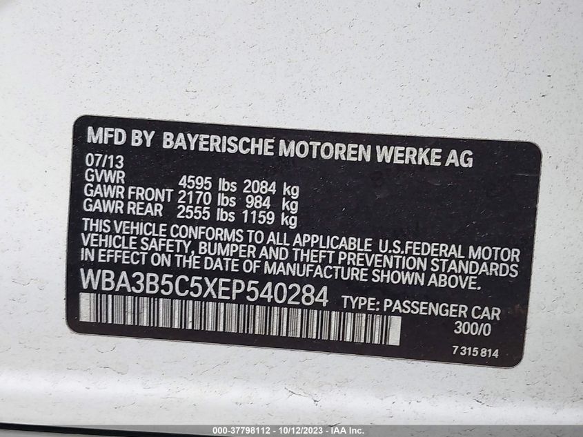 2014 BMW 328I XDRIVE - WBA3B5C5XEP540284