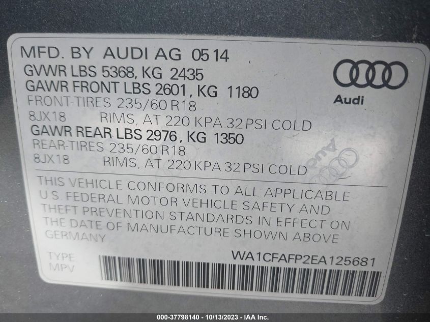 2014 AUDI Q5 PREMIUM - WA1CFAFP2EA125681