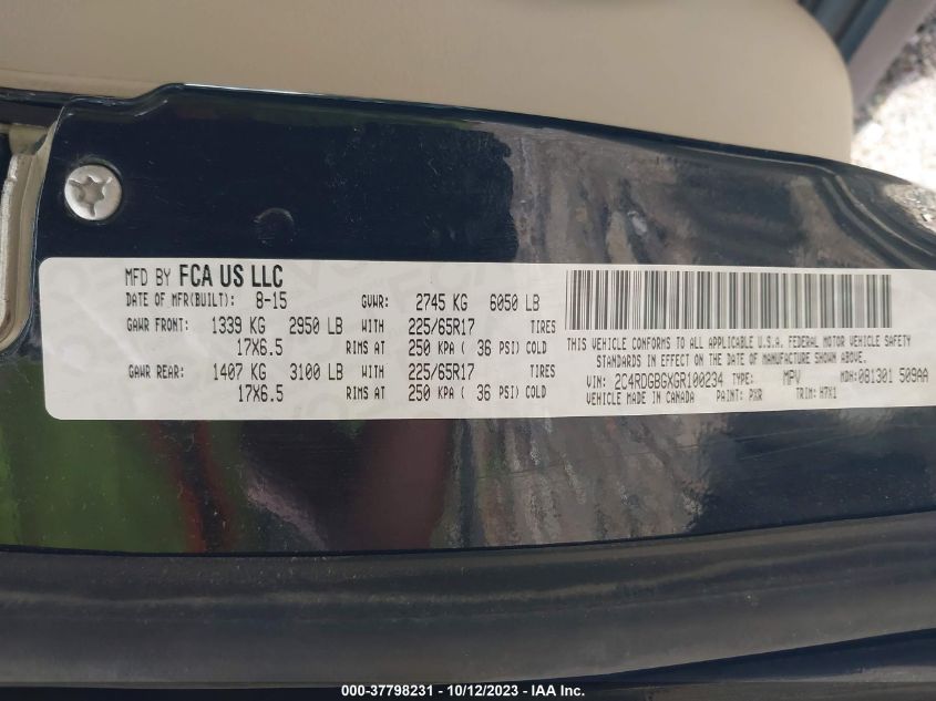 2016 DODGE GRAND CARAVAN SE - 2C4RDGBGXGR100234