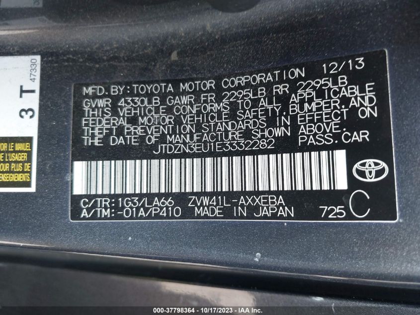 2014 TOYOTA PRIUS V TWO/THREE/FIVE - JTDZN3EU1E3332282