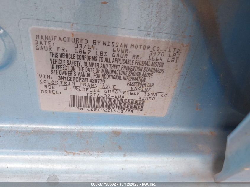 2014 NISSAN VERSA NOTE S/S PLUS/SV/SL - 3N1CE2CP2EL428779