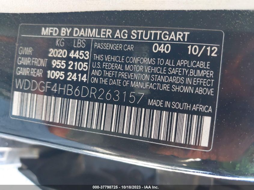 2013 MERCEDES-BENZ C 250 SPORT/LUXURY WDDGF4HB6DR263157