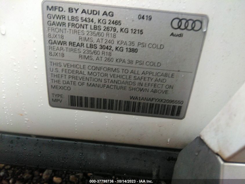 WA1ANAFYXK2095550 2019 AUDI Q5, photo no. 9