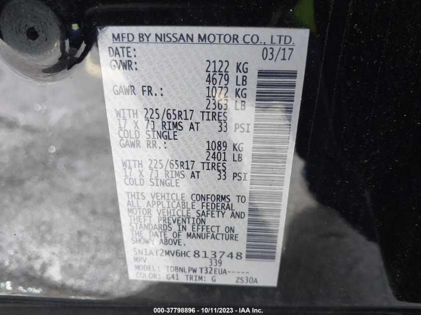 2017 NISSAN ROGUE S - 5N1AT2MV6HC813748