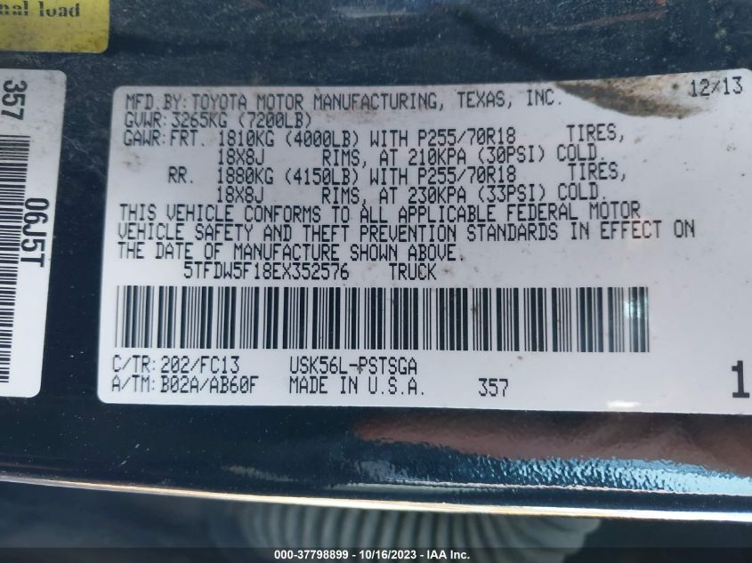 2014 TOYOTA TUNDRA SR5 5.7L V8 - 5TFDW5F18EX352576