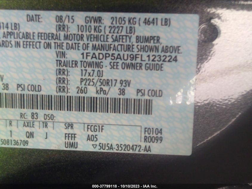 2015 FORD C-MAX HYBRID SE - 1FADP5AU9FL123224