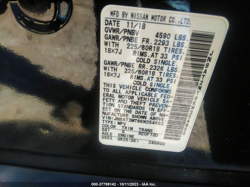 2019 NISSAN ROGUE SV - JN8AT2MT6KW254652