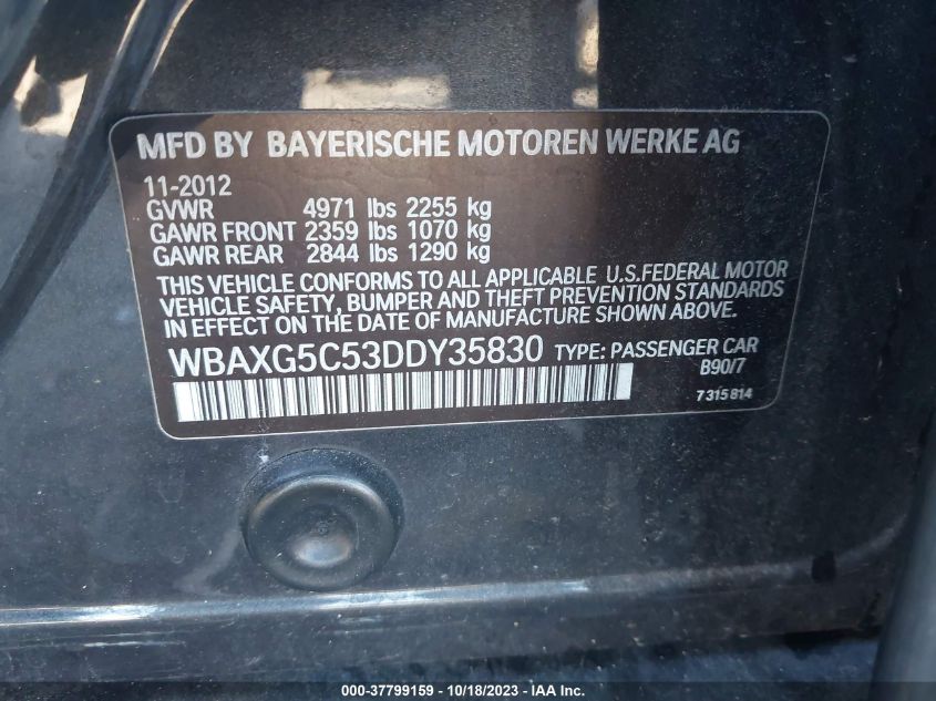 2013 BMW 528I WBAXG5C53DDY35830