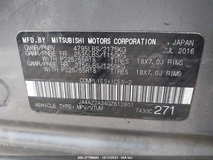 2016 MITSUBISHI OUTLANDER ES - JA4AZ2A34GZ612801