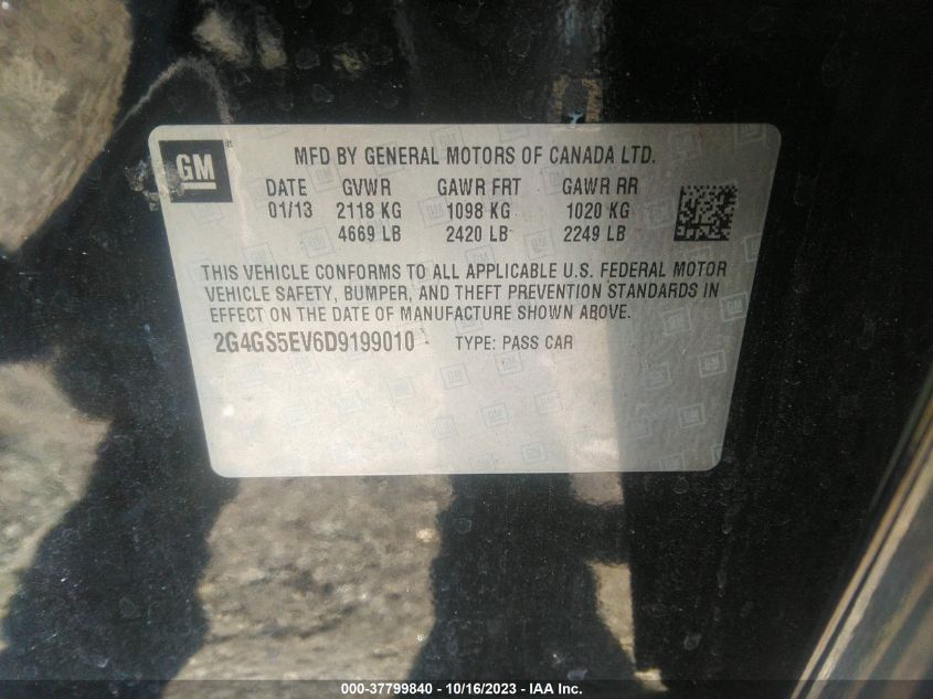 2013 BUICK REGAL TURBO PREMIUM 1 - 2G4GS5EV6D9199010