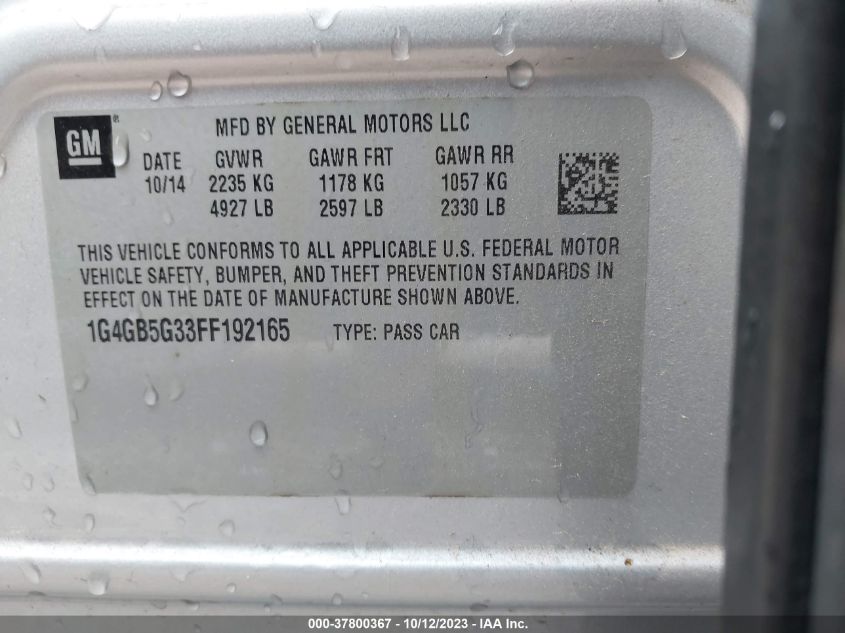 2015 BUICK LACROSSE LEATHER - 1G4GB5G33FF192165