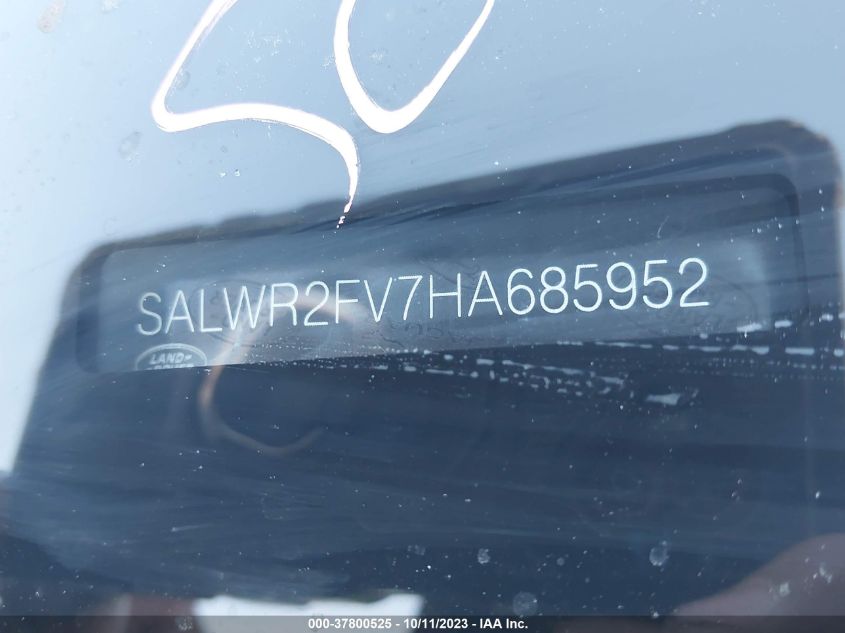 VIN SALWR2FV7HA685952 2017 LAND ROVER RANGE ROVER SPORT HSE