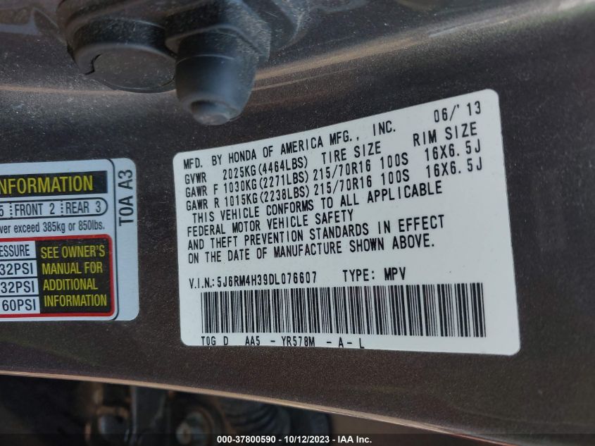2013 HONDA CR-V LX - 5J6RM4H39DL076607