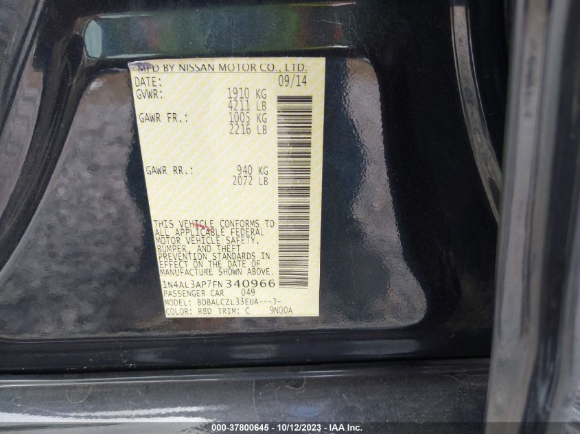 2015 NISSAN ALTIMA 2.5 - 1N4AL3AP7FN340966