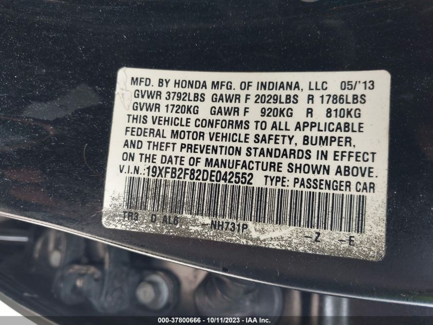 2013 HONDA CIVIC EX - 19XFB2F82DE042552