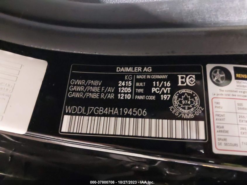 2017 MERCEDES-BENZ AMG CLS 63 S - WDDLJ7GB4HA194506