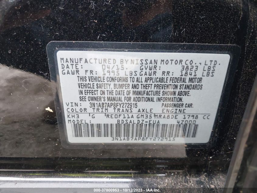 2015 NISSAN SENTRA SV - 3N1AB7AP8FY272915