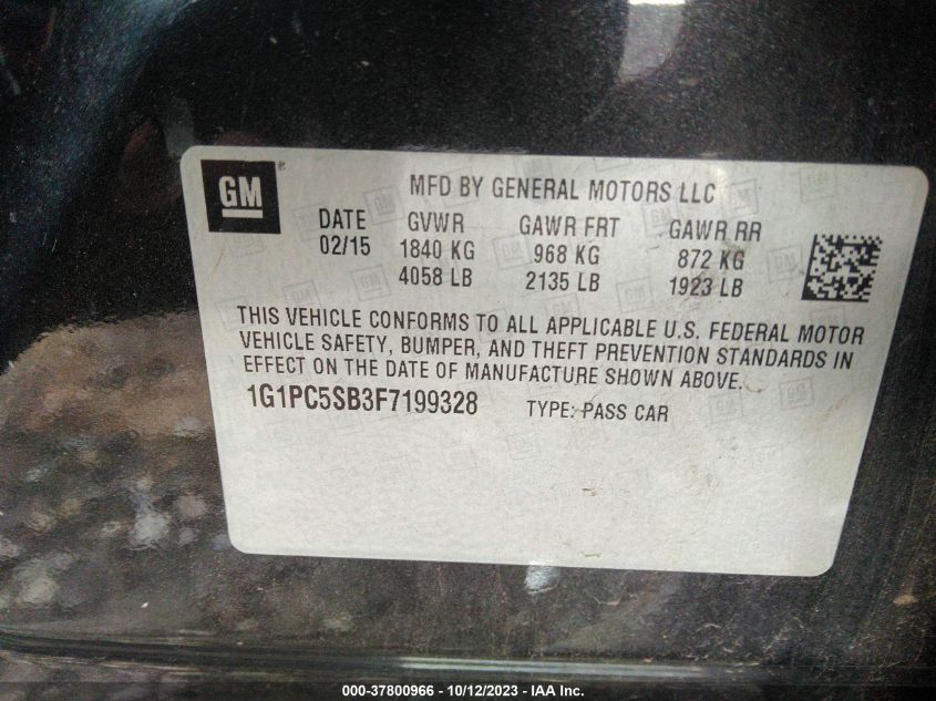 2015 CHEVROLET CRUZE LT - 1G1PC5SB3F7199328