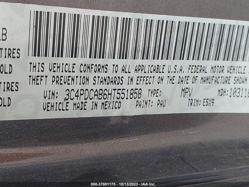 VIN 3C4PDCAB6HT551858 2017 DODGE JOURNEY SE