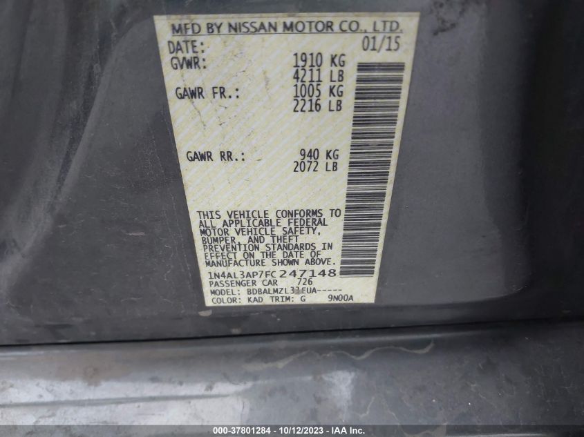 2015 NISSAN ALTIMA 2.5/S/SV/SL - 1N4AL3AP7FC247148