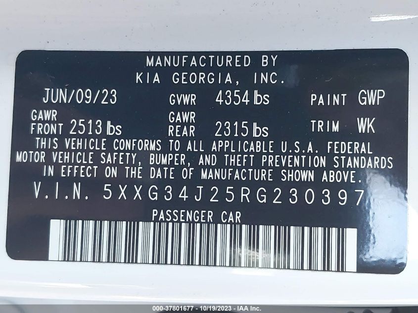 2024 KIA K5 EX - 5XXG34J25RG230397