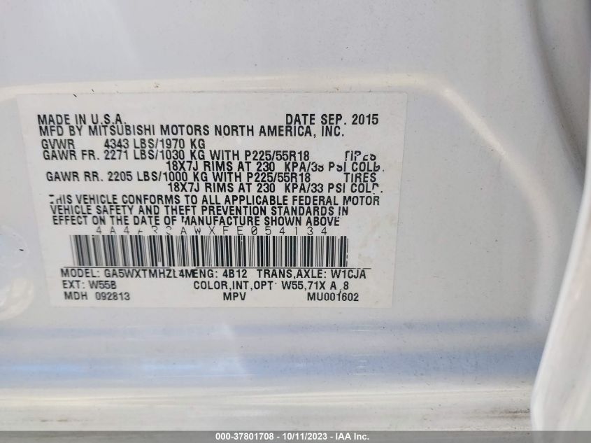 2015 MITSUBISHI OUTLANDER SPORT 2.4 ES - 4A4AR3AWXFE054134