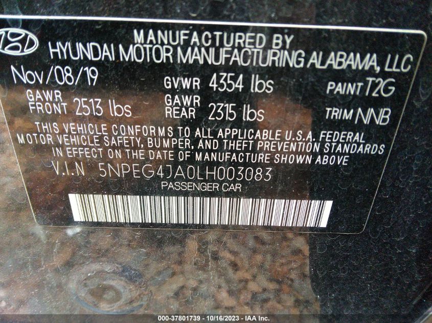 2020 HYUNDAI SONATA SE - 5NPEG4JA0LH003083