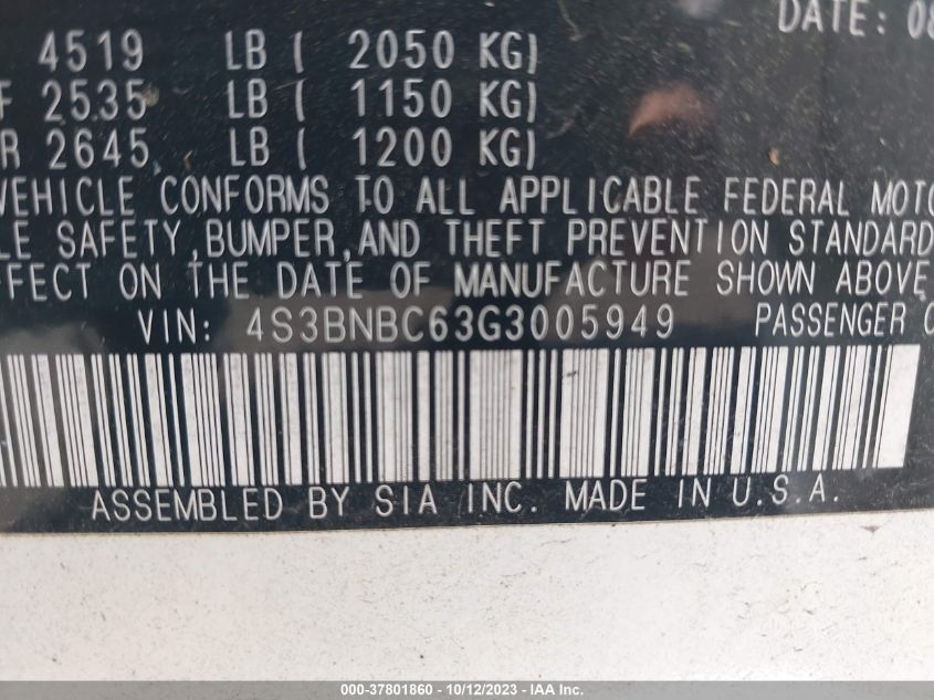 2016 SUBARU LEGACY 2.5I PREMIUM - 4S3BNBC63G3005949