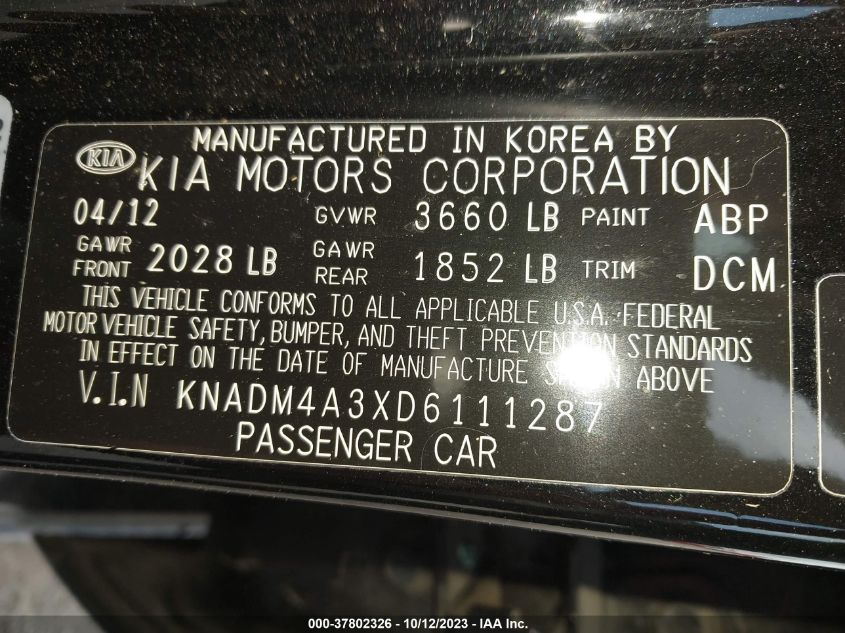 2013 KIA RIO LX - KNADM4A3XD6111287