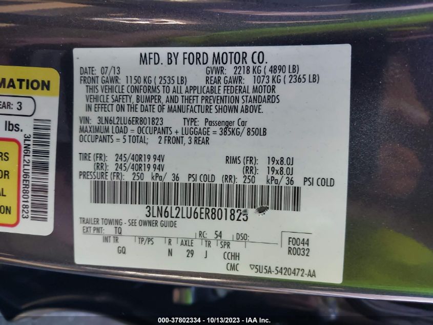 2014 LINCOLN MKZ HYBRID - 3LN6L2LU6ER801823