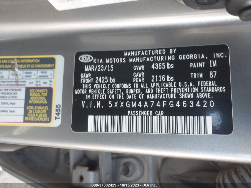 2015 KIA OPTIMA LX - 5XXGM4A74FG463420