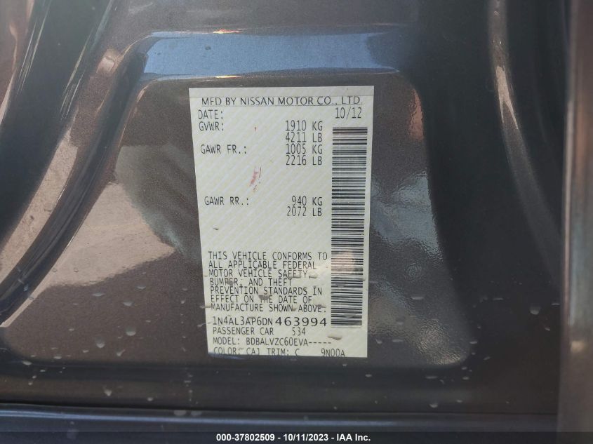 2013 NISSAN ALTIMA 2.5 SL - 1N4AL3AP6DN463994
