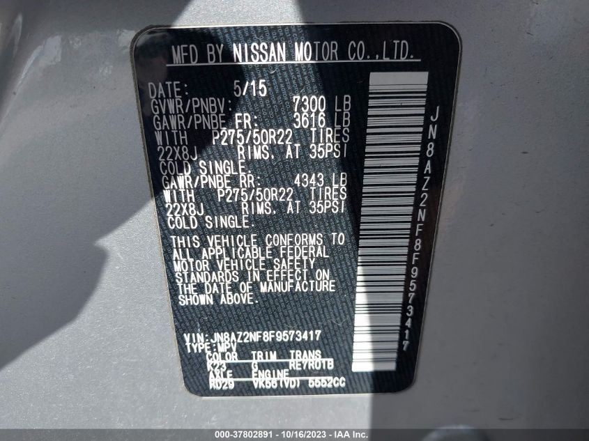 2015 INFINITI QX80 - JN8AZ2NF8F9573417