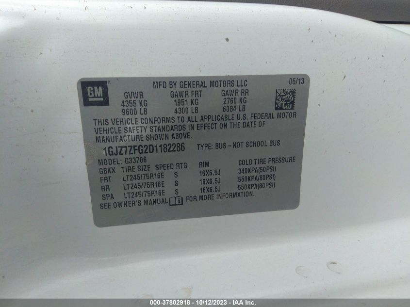 2013 GMC SAVANA PASSENGER LS 1GJZ7ZFG2D1182286