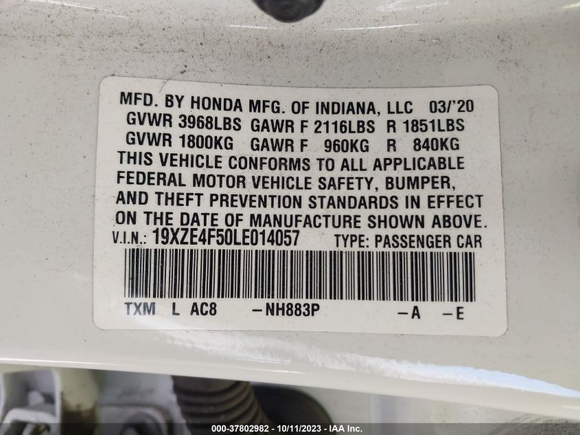 2020 HONDA INSIGHT EX - 19XZE4F50LE014057