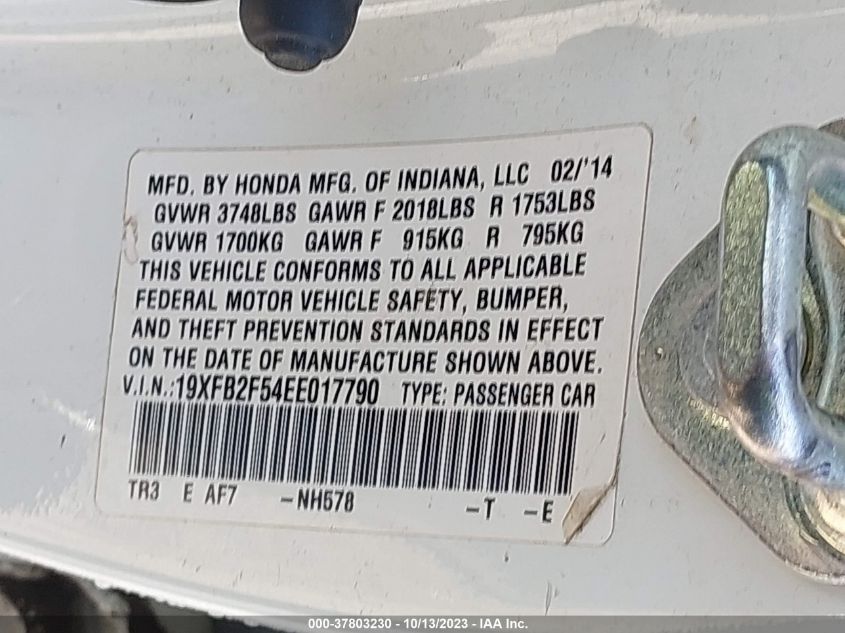2014 HONDA CIVIC LX - 19XFB2F54EE017790